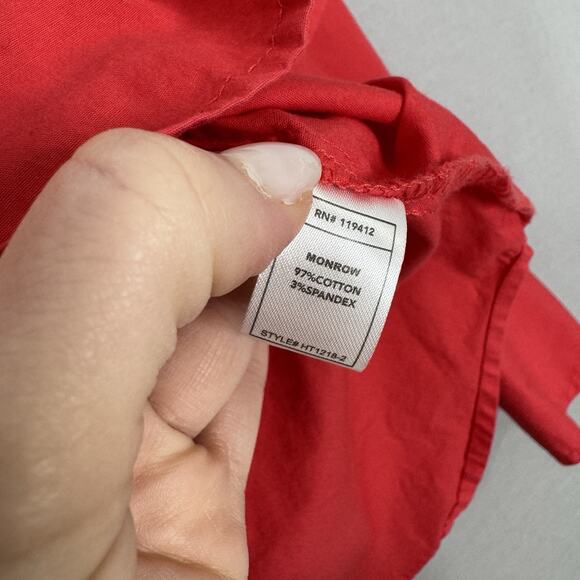 Monrow Womens Top Small Coral Pink Poplin Shirt Relaxed Fit Beachy Old Money - Picture 10 of 11